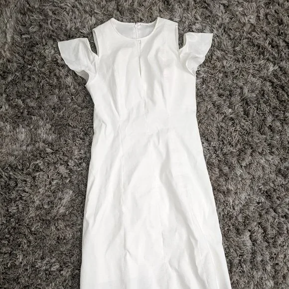 Elie Tahari White Linen A-line Dress